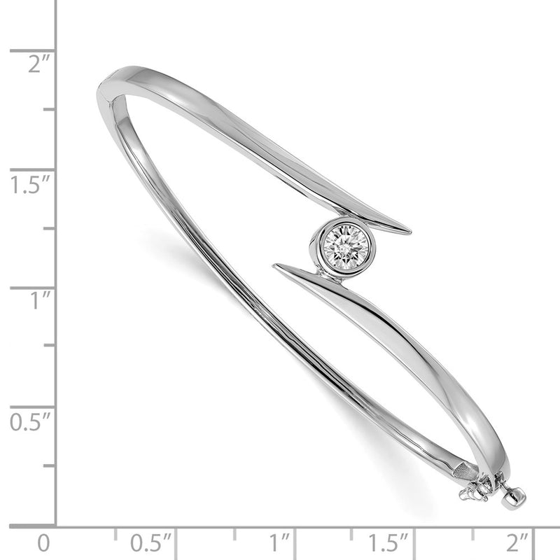 14K White Gold Complete 1/2 Carat Aaa Diamond Hinged Oval Bangle Bracelet