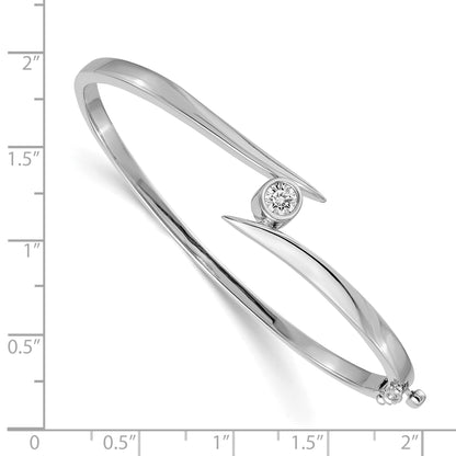 14K White Gold Complete 3/8 Carat Aaa Diamond Hinged Oval Bangle Bracelet