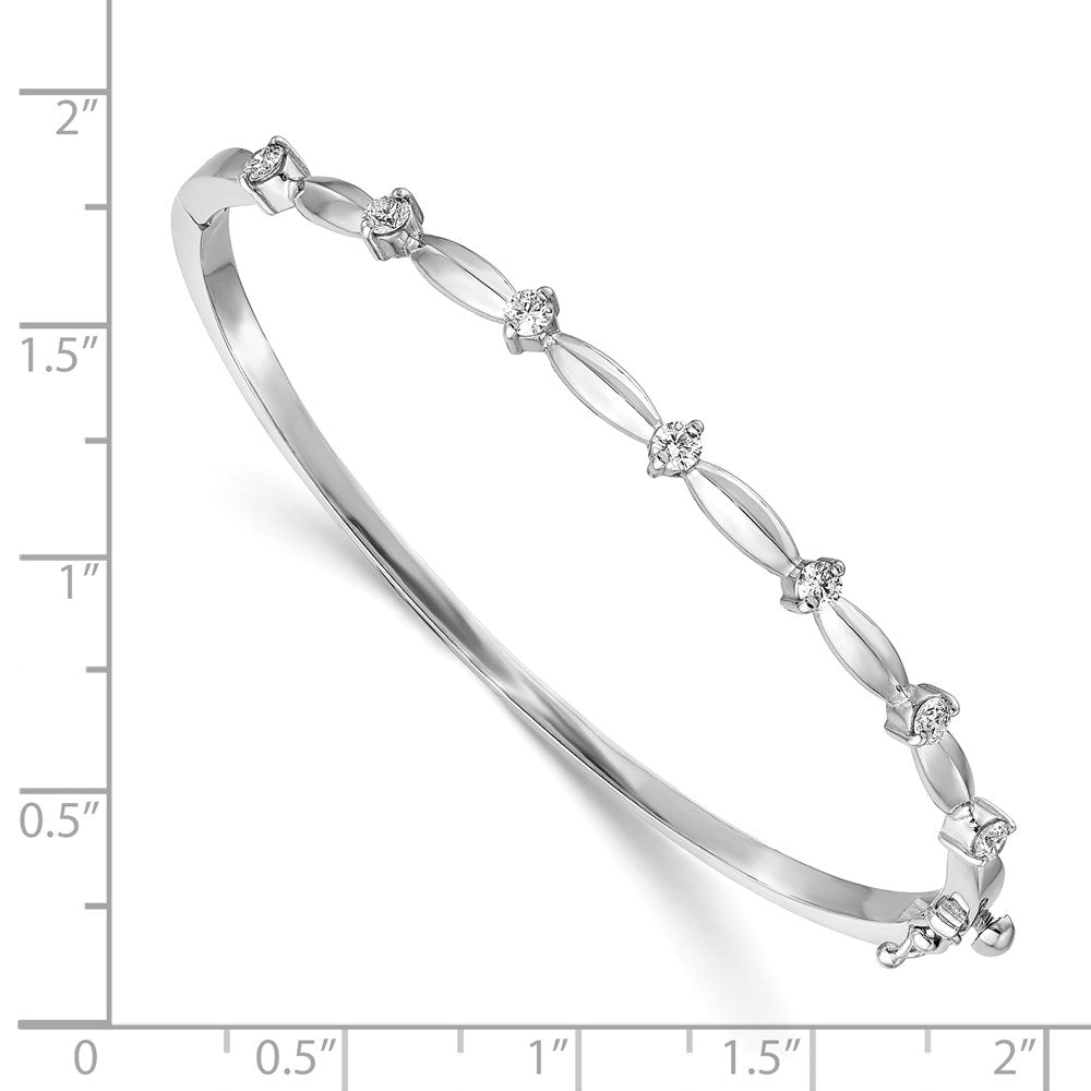 14K White Gold Complete 1/2 Carat A Diamond Hinged Oval Bangle Bracelet