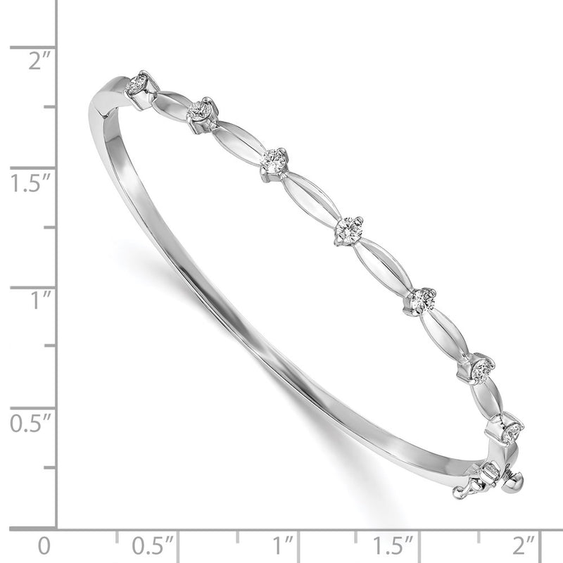 14K White Gold Complete 1/2 Carat A Diamond Hinged Oval Bangle Bracelet