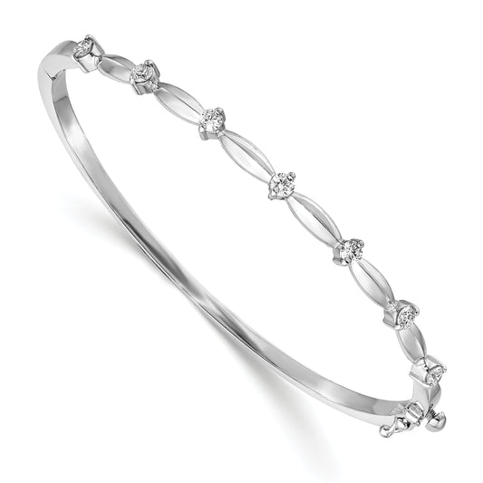 14K White Gold Complete 1/2 Carat Aaa Diamond Hinged Oval Bangle Bracelet