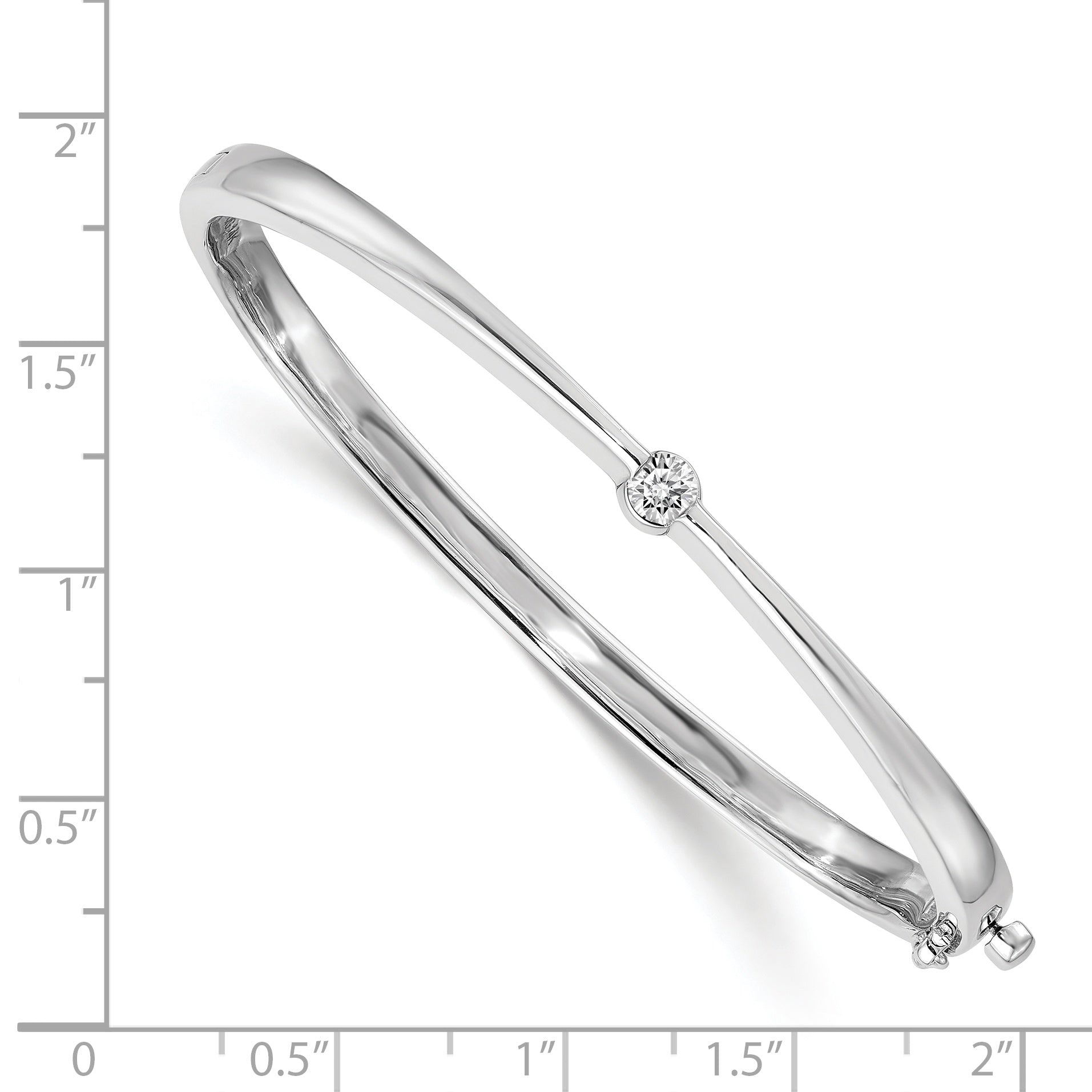 14K White Gold Complete 1/4 Carat Aaa Diamond Hinged Oval Bangle Bracelet