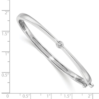 14K White Gold Complete 1/4 Carat Aaa Diamond Hinged Oval Bangle Bracelet