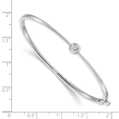 14K White Gold Complete 1/4 Carat Vs Diamond Hinged Oval Bangle Bracelet