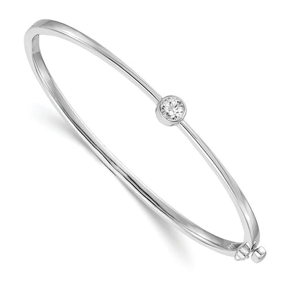14K White Gold Complete 1/4 Carat Vs Diamond Hinged Oval Bangle Bracelet