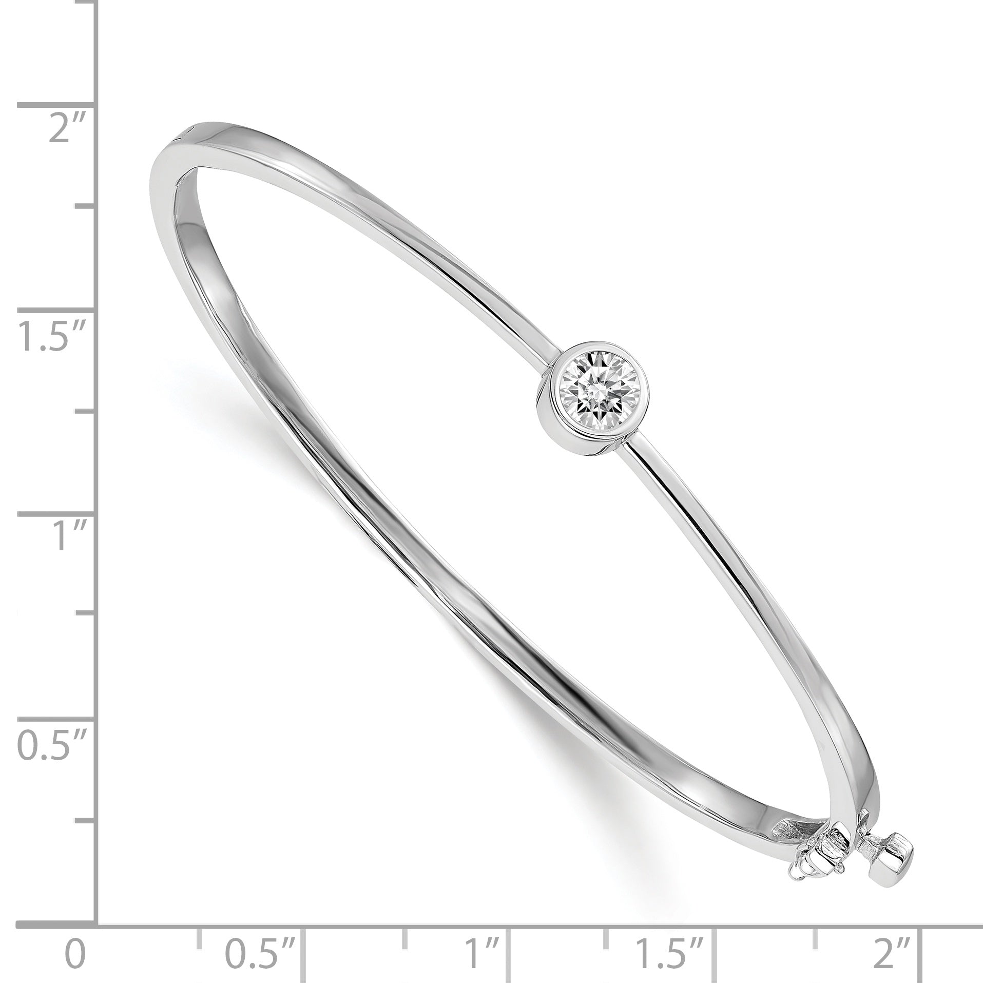 14K White Gold Complete 1/2 Carat A Diamond Hinged Oval Bangle Bracelet