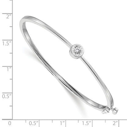 14K White Gold Complete 1/2 Carat A Diamond Hinged Oval Bangle Bracelet