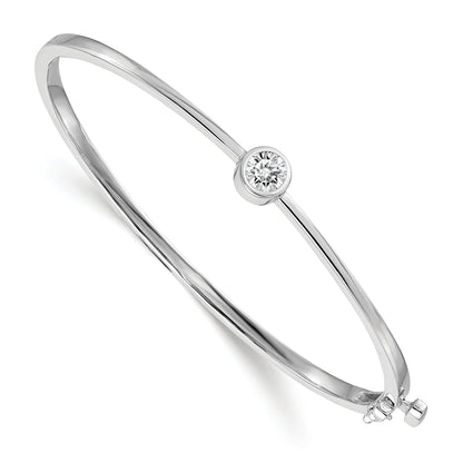 14K White Gold Complete 1/2 Carat A Diamond Hinged Oval Bangle Bracelet