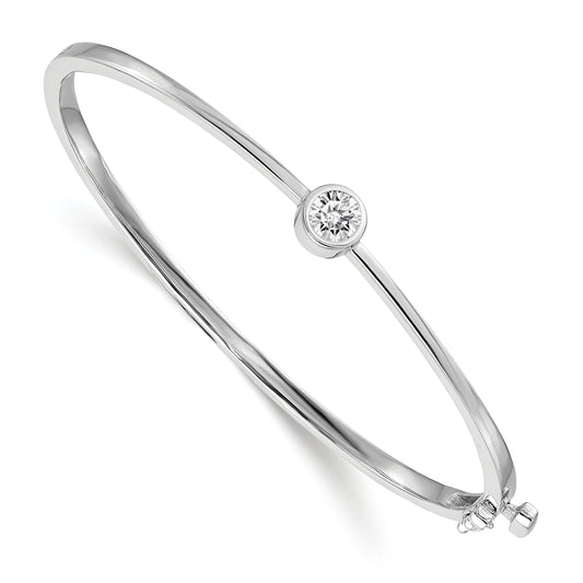 14K White Gold Complete 1/2 Carat A Diamond Hinged Oval Bangle Bracelet