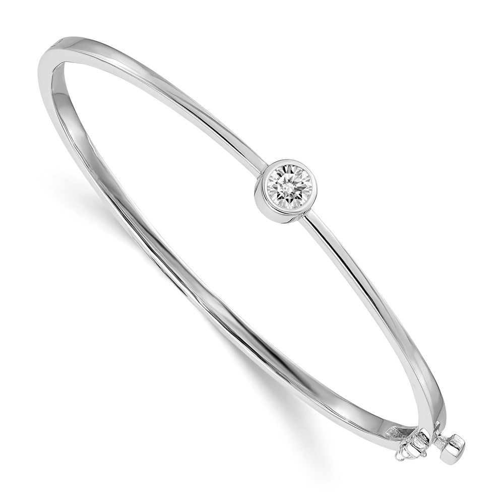 14K White Gold Complete 1/2 Carat Vs Diamond Hinged Oval Bangle Bracelet