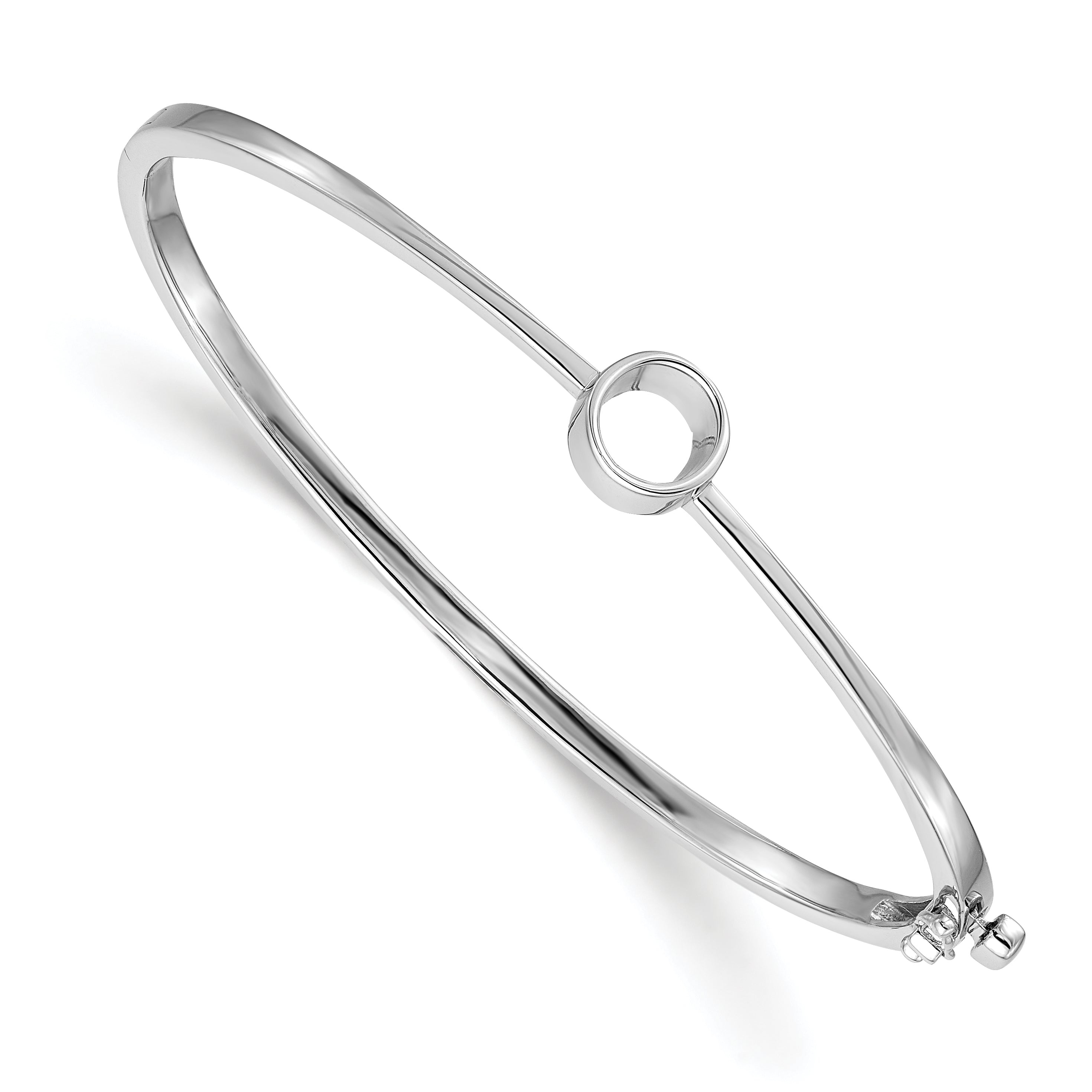 14k White Gold 1 Ct. Lab Grown Diamond VS/SI+ G+ Bezel Bangle Bracelet
