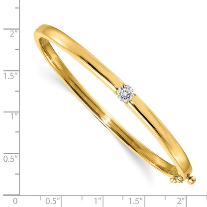14K Yellow Gold Polished Complete 1/2 Carat Vs Diamond Hinged Oval Bangle Bracelet