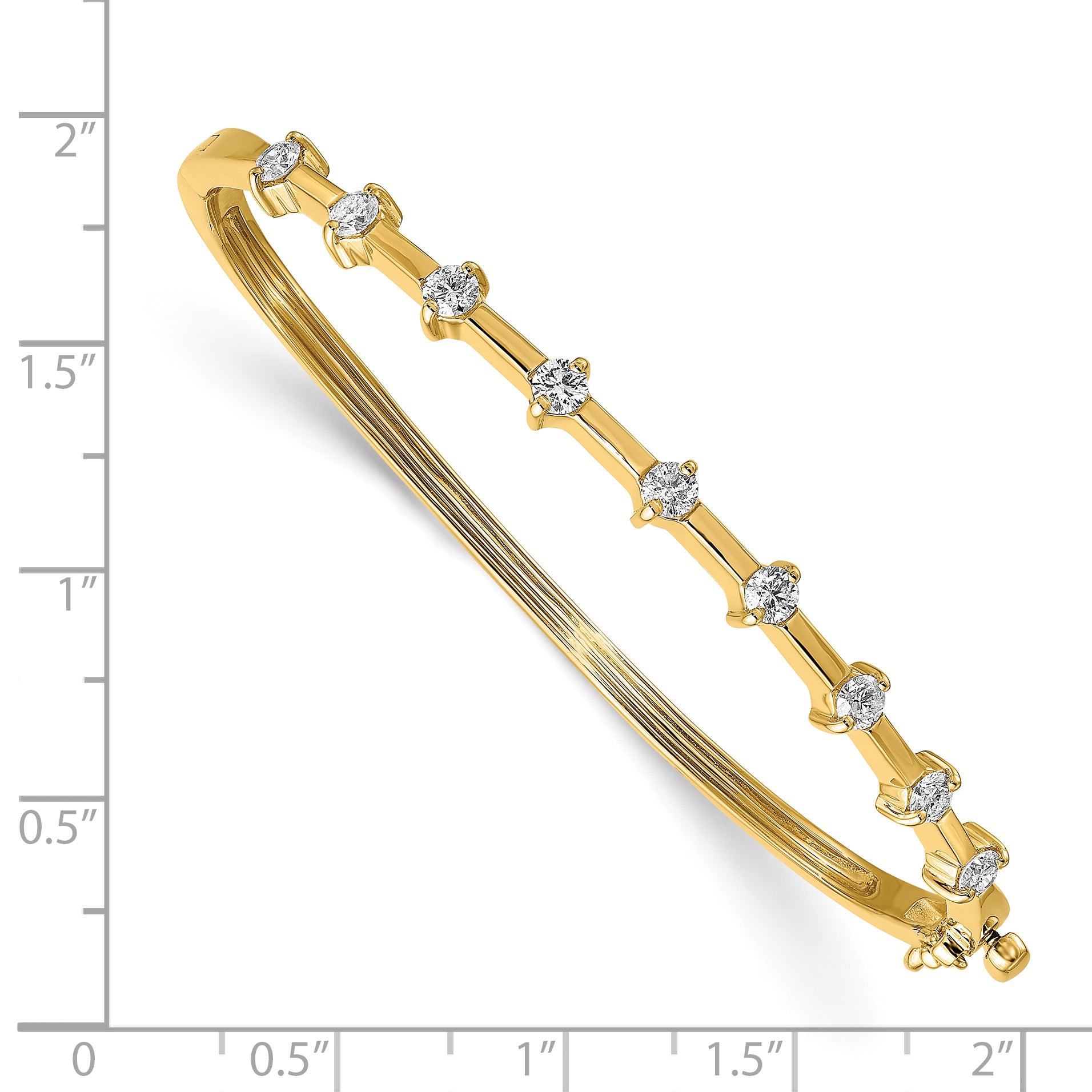 14K Yellow Gold Complete 7/8 Carat Aaa Diamond Hinged Oval Bangle Bracelet
