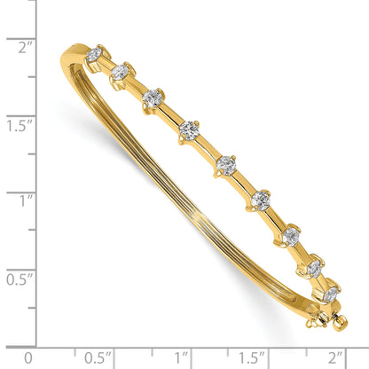 14K Yellow Gold Complete 7/8 Carat A Diamond Hinged Oval Bangle Bracelet