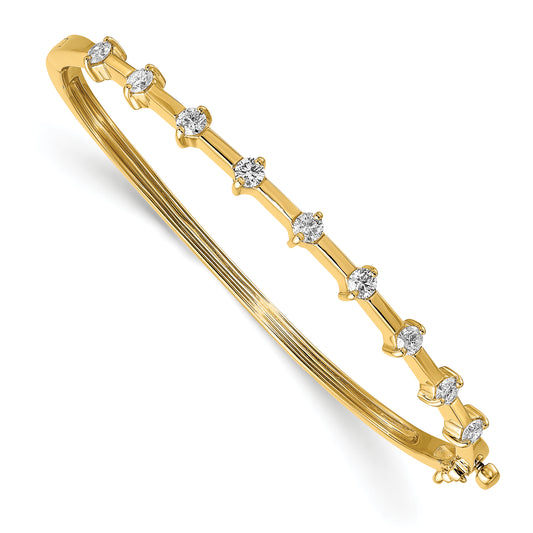 14K Yellow Gold Complete 7/8 Carat A Diamond Hinged Oval Bangle Bracelet