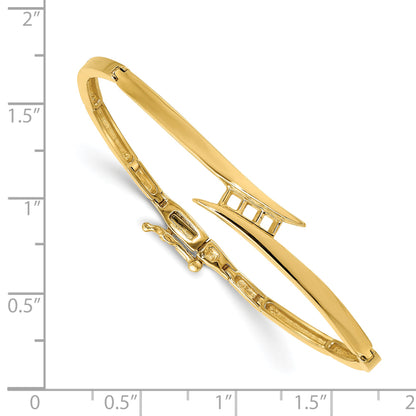 14K Yellow Gold Complete 3 Stone 1/4 Carat Vs Diamond Hinged Bangle Bracelet