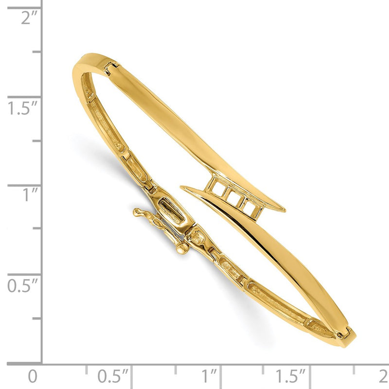 14K Yellow Gold Complete 3 Stone 1/4 Carat Aaa Diamond Hinged Bangle Bracelet