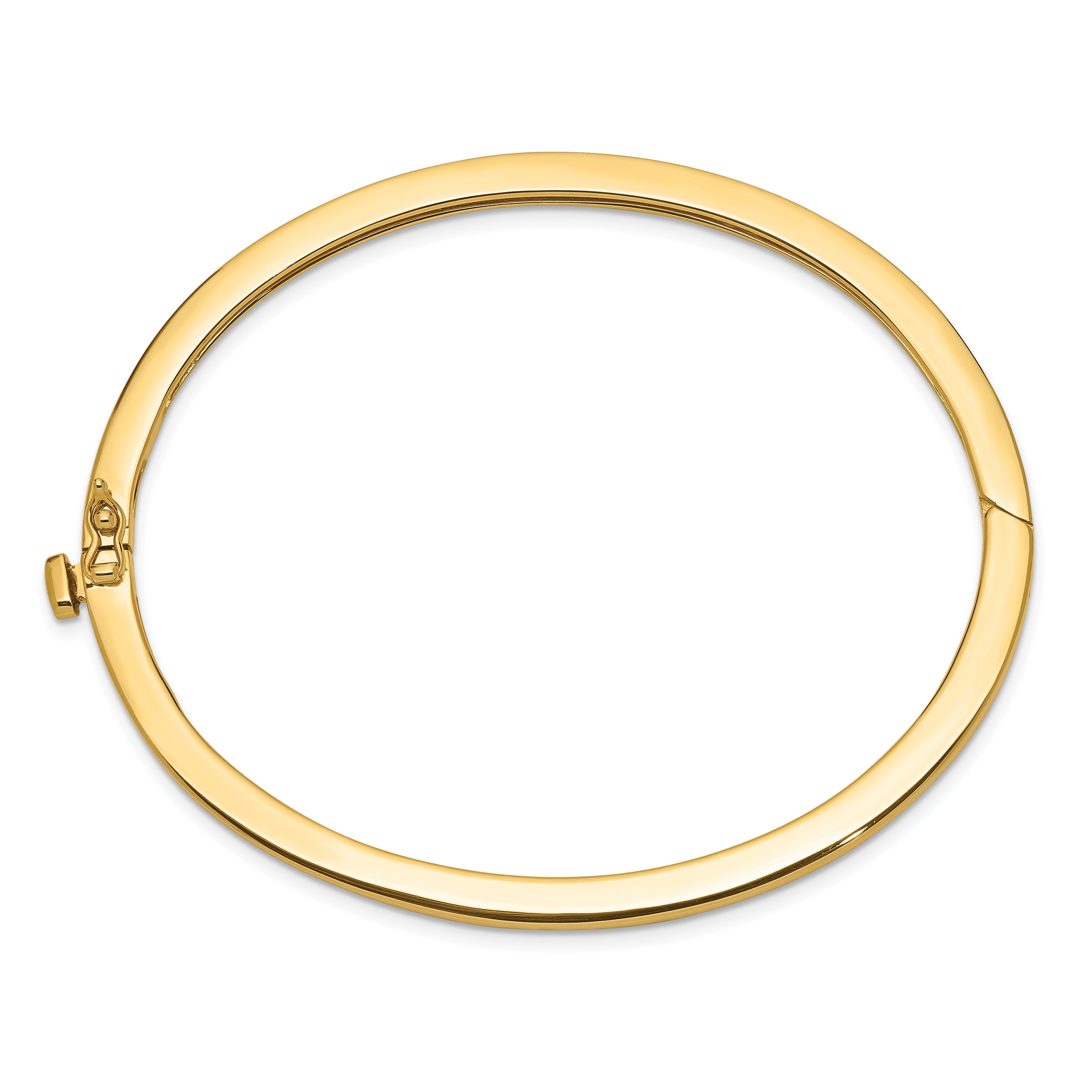 14K Yellow Gold 2.5mm Polished Solid Hinged Oval Bangle Bracelet
