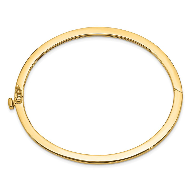 14K Yellow Gold 2.5mm Polished Solid Hinged Oval Bangle Bracelet