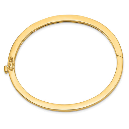 14K Yellow Gold 3.6mm Polished Solid Hinged Oval Bangle Bracelet