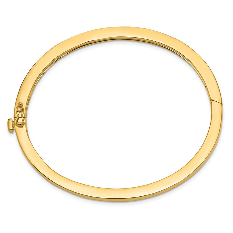 14K Yellow Gold 3.6mm Polished Solid Hinged Oval Bangle Bracelet