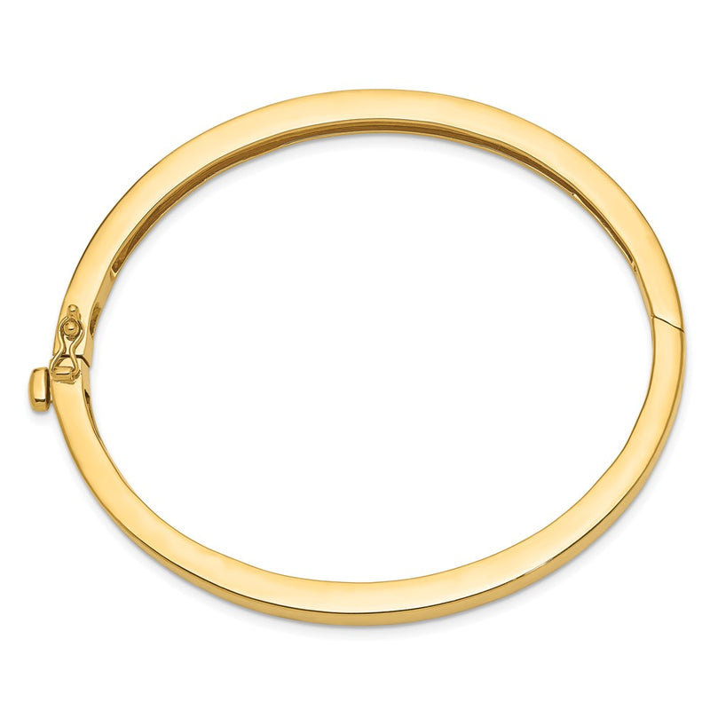 14K Yellow Gold 5.3mm Polished Solid Hinged Oval Bangle Bracelet