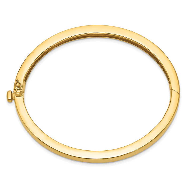 14K Yellow Gold 6.3mm Polished Solid Hinged Oval Bangle Bracelet