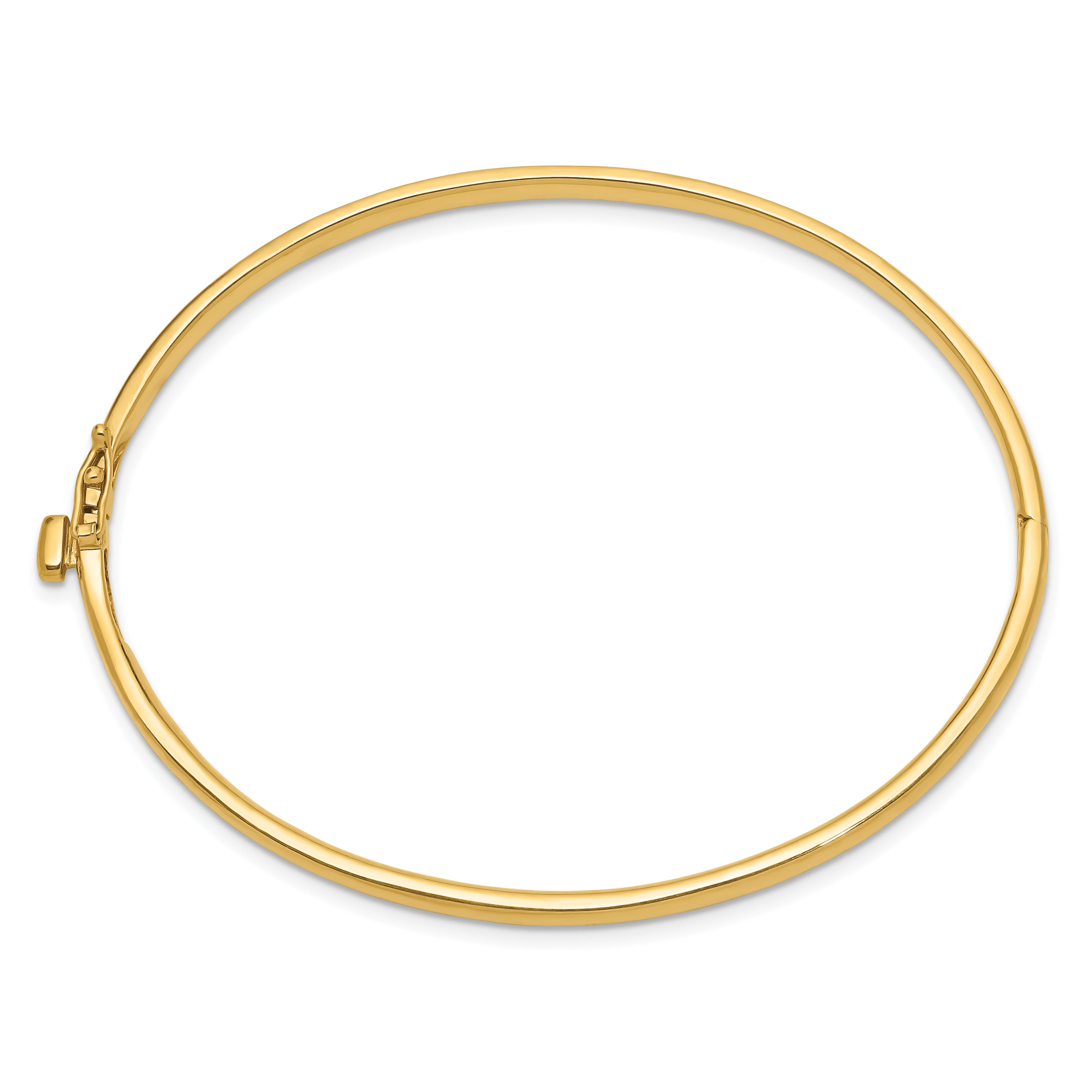 14K Yellow Gold 3.6mm Polished Solid Hinged Oval Bangle Bracelet