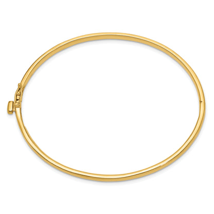 14K Yellow Gold 3.6mm Polished Solid Hinged Oval Bangle Bracelet