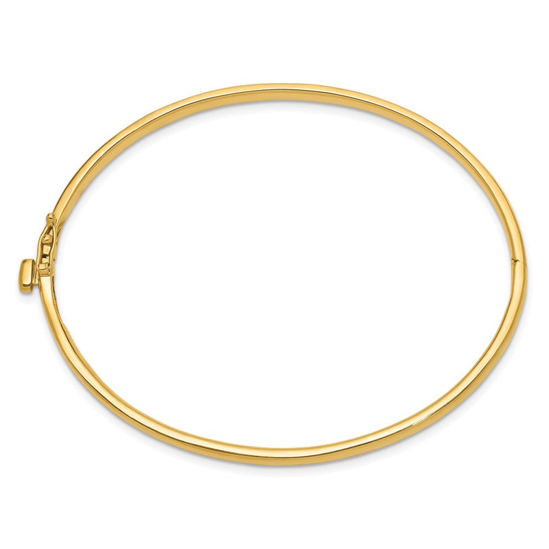 14K Yellow Gold 3.6mm Polished Solid Hinged Oval Bangle Bracelet