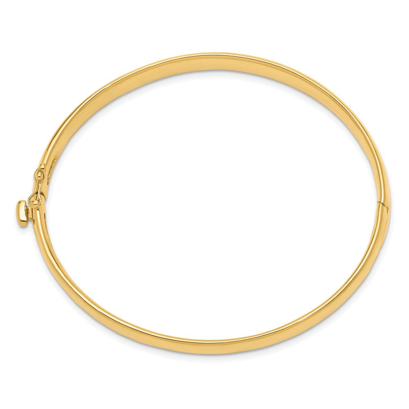 14K Yellow Gold 6.4mm Polished Solid Hinged Oval Bangle Bracelet