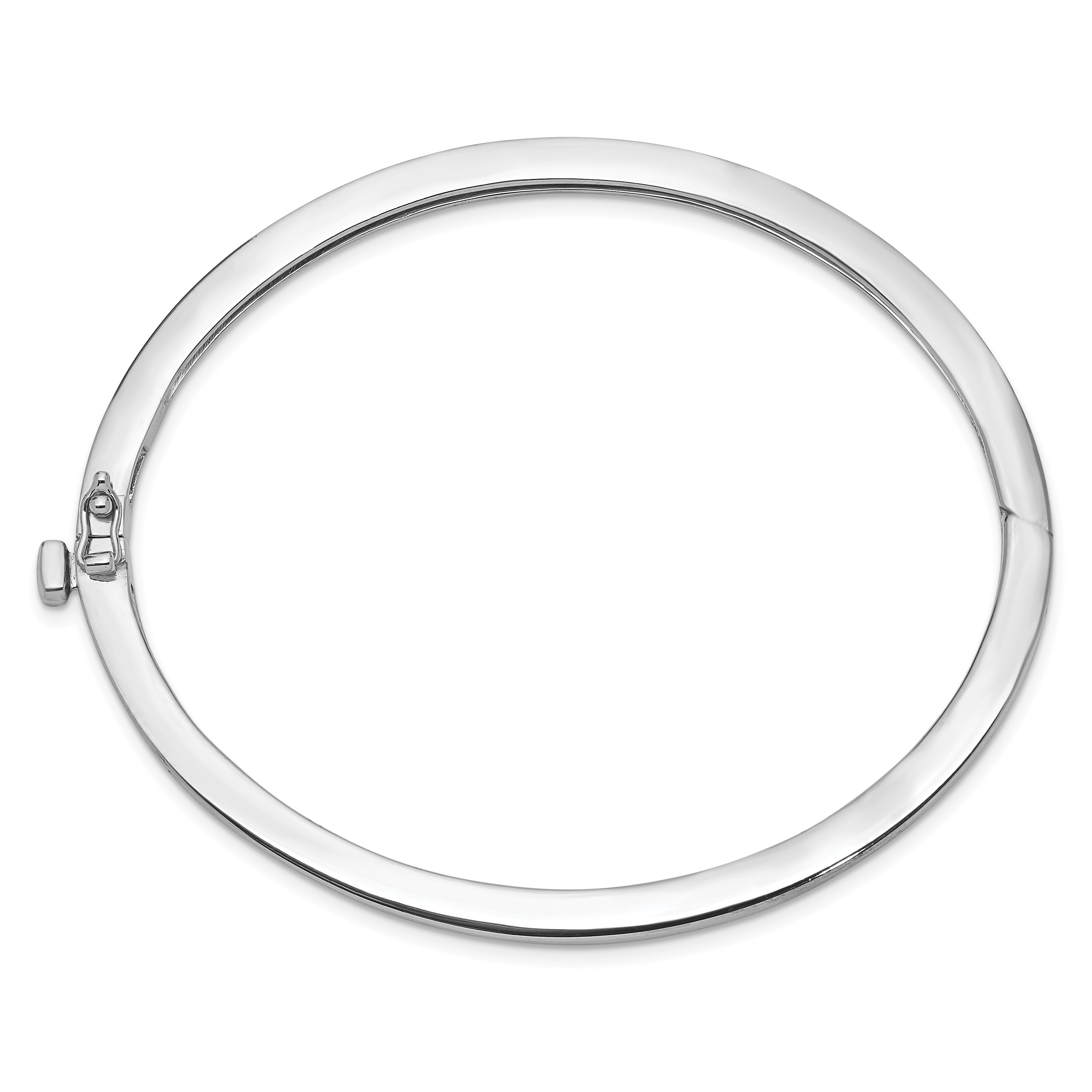 14K White Gold 2.5mm Polished Solid Hinged Oval Bangle Bracelet