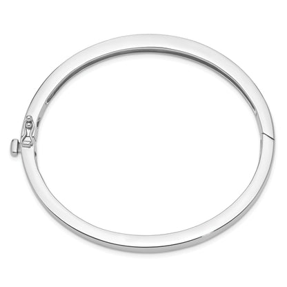 14K White Gold 5.3mm Polished Solid Hinged Oval Bangle Bracelet
