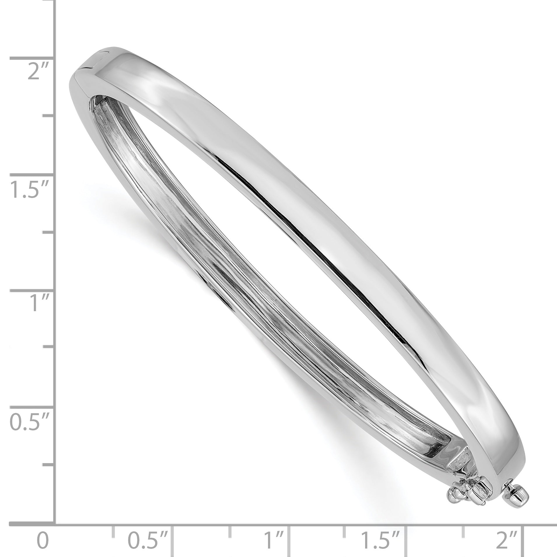 14K White Gold 5.3mm Polished Solid Hinged Oval Bangle Bracelet