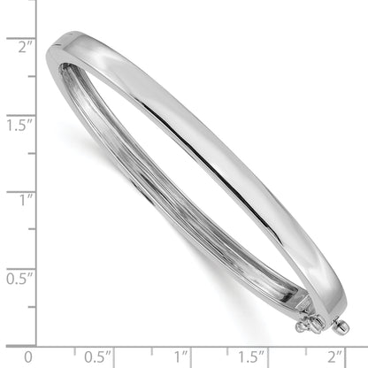 14K White Gold 5.3mm Polished Solid Hinged Oval Bangle Bracelet