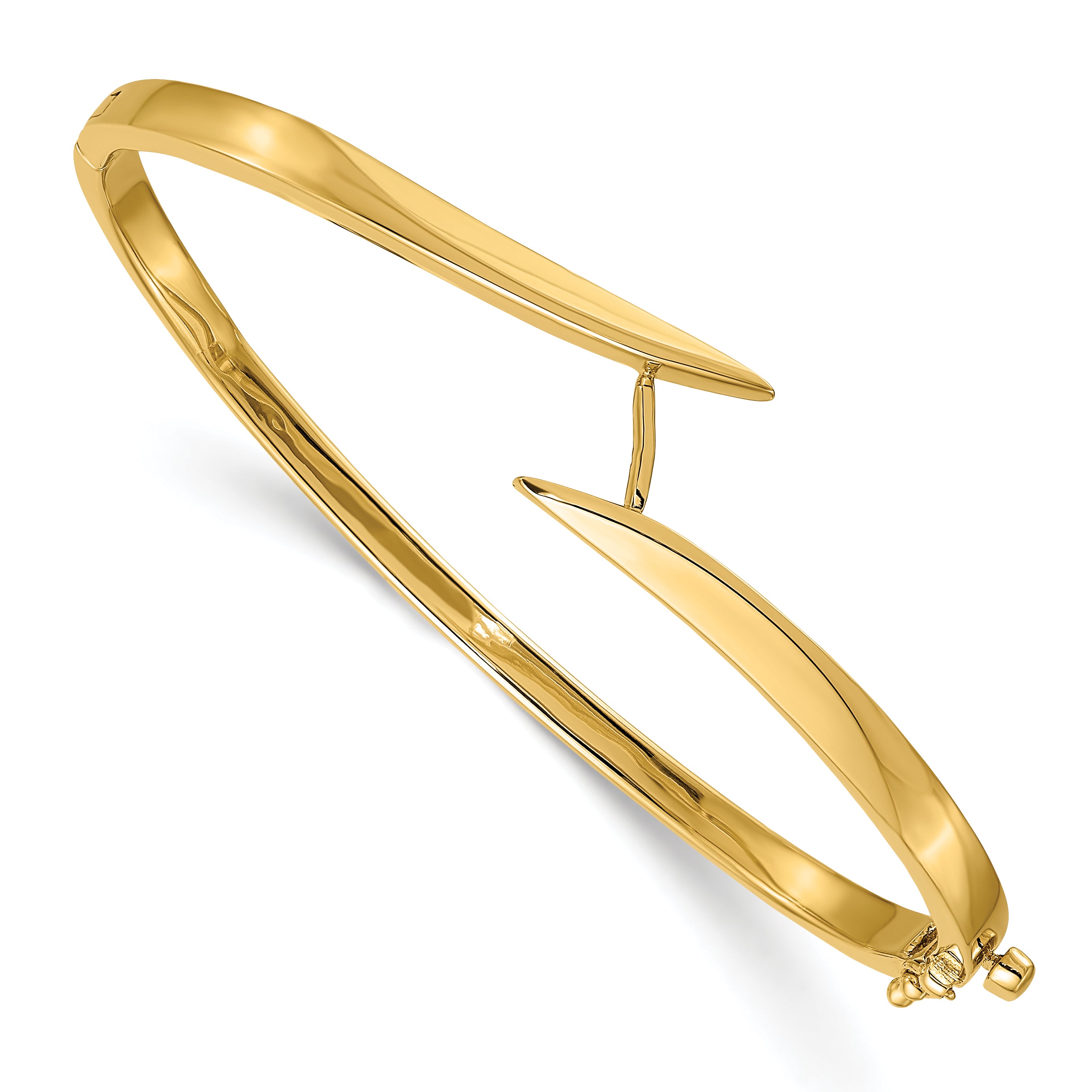 14K Two Tone Complete 1/2 Carat Aa Diamond Hinged Oval Bangle Bracelet