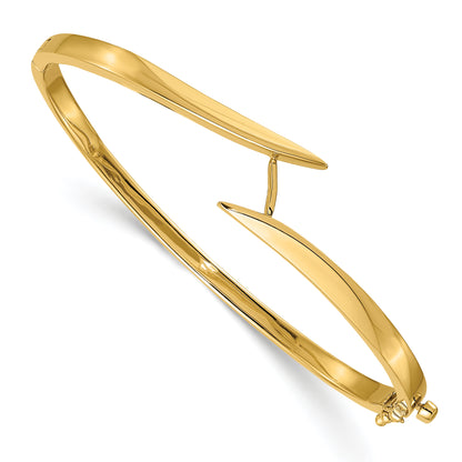 14K Two Tone Complete 1/2 Carat Aa Diamond Hinged Oval Bangle Bracelet