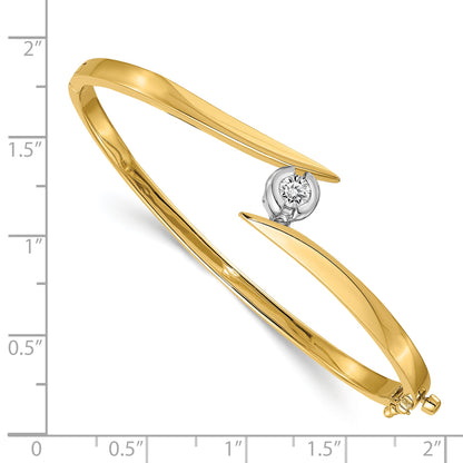 14K Two Tone Complete 1/2 Carat Aa Diamond Hinged Oval Bangle Bracelet