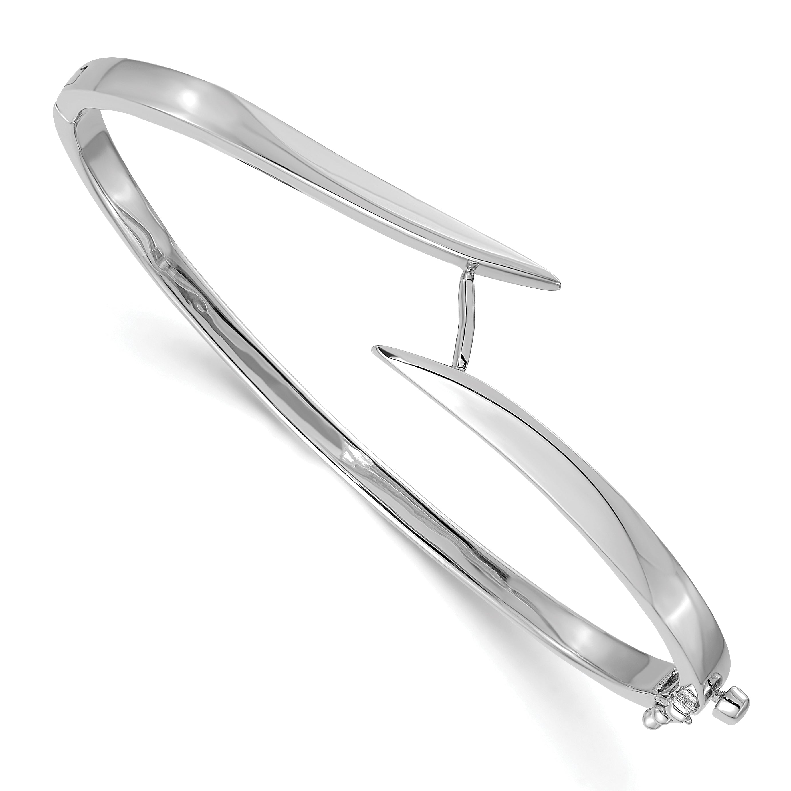 14K White Gold Complete 1/2 Carat A Diamond Hinged Oval Bangle Bracelet
