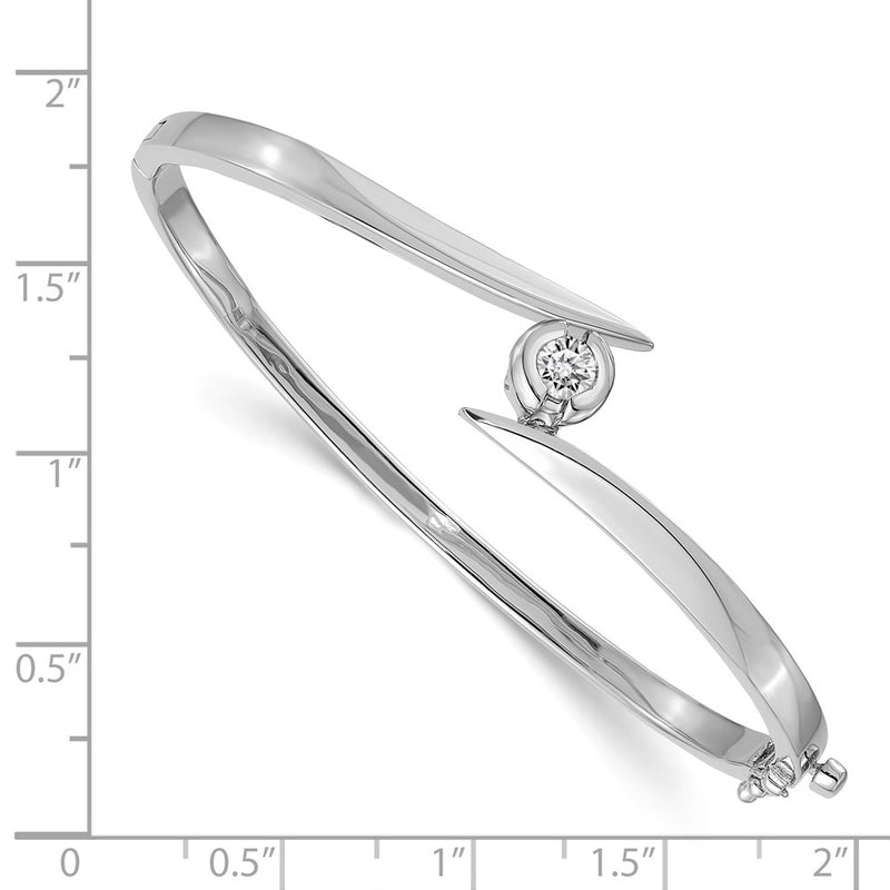 14K White Gold Complete 1/2 Carat Aaa Diamond Hinged Oval Bangle Bracelet