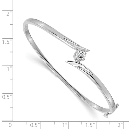 14K White Gold Complete 1/4 Carat Vs Diamond Hinged Oval Bangle Bracelet