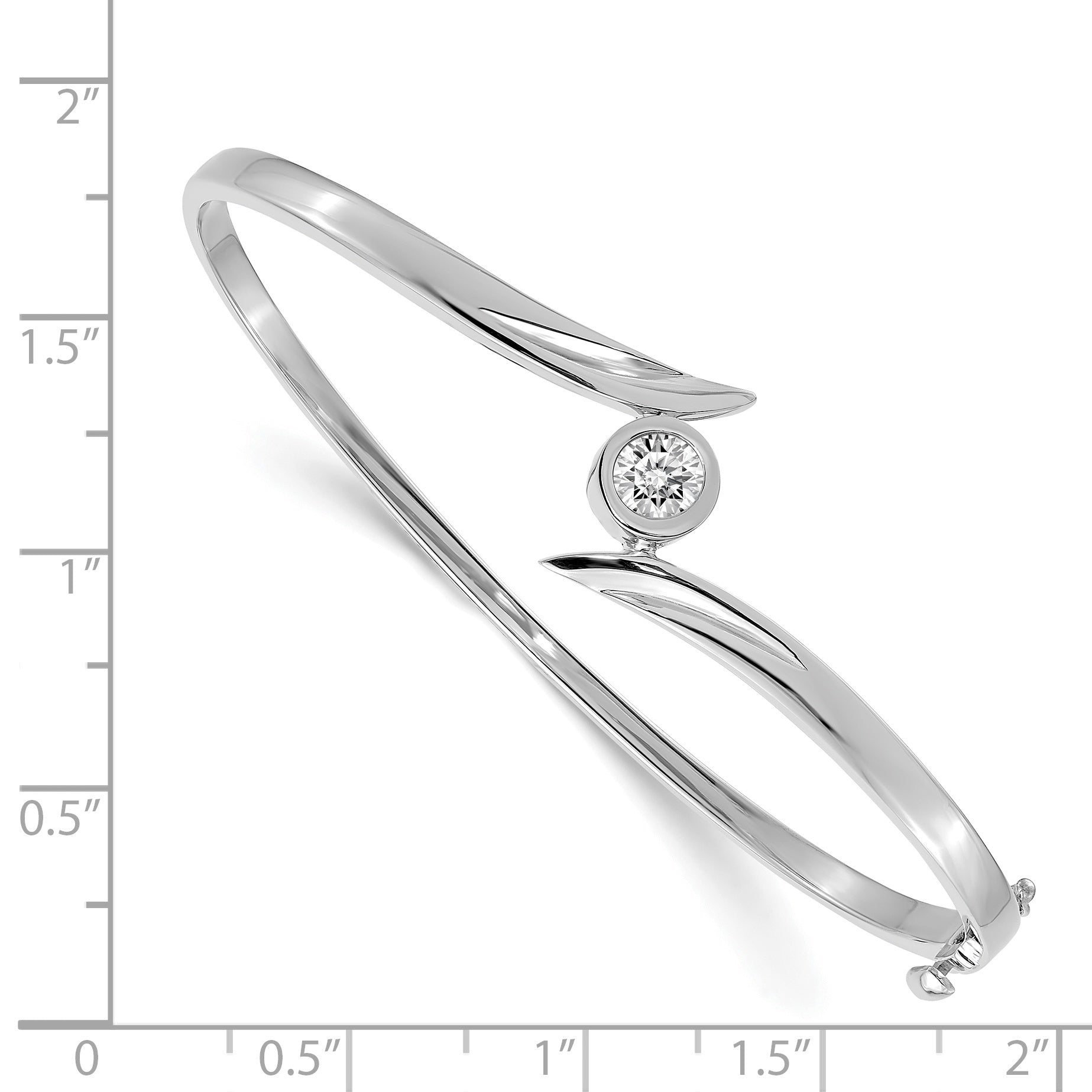 14K White Gold Complete 1/2 Carat Aa Diamond Hinged Oval Bangle Bracelet