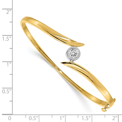 14K Two Tone Complete 1/2 Carat Aa Diamond Hinged Oval Bangle Bracelet