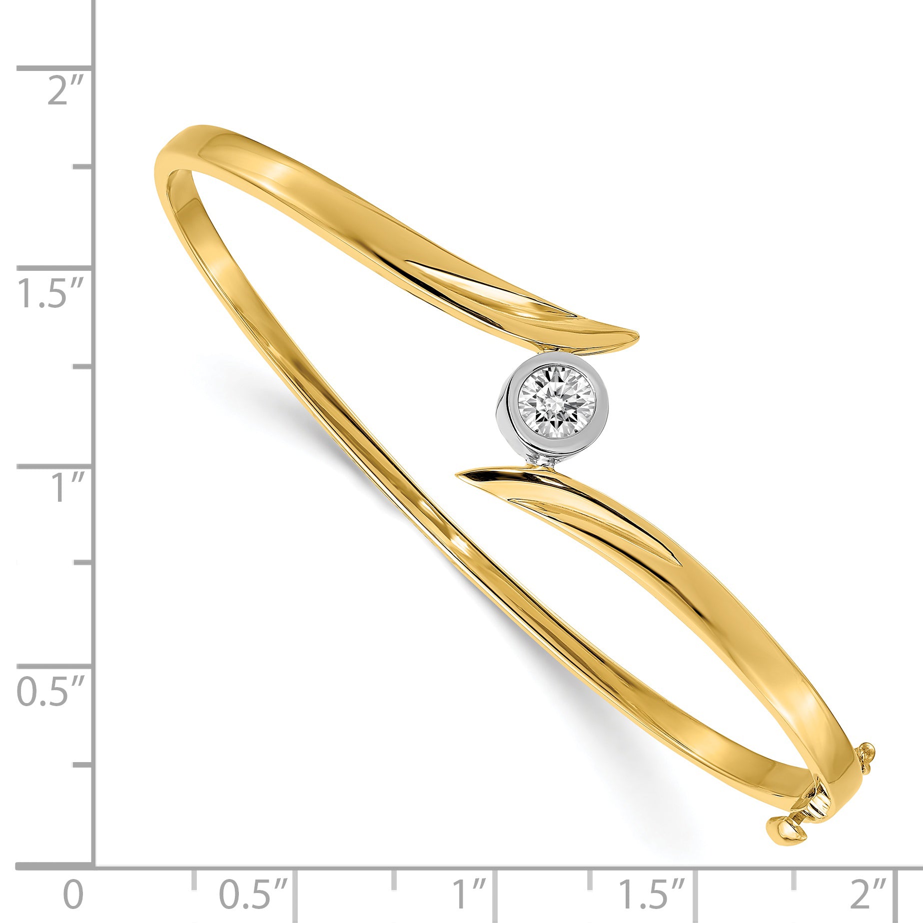 14K Two Tone Complete 1/2 Carat A Diamond Hinged Oval Bangle Bracelet
