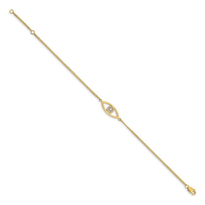 14K Yellow Gold Complete A Diamond Evil Eye 2 Strand 7 Inch Bracelet With 1 Extender