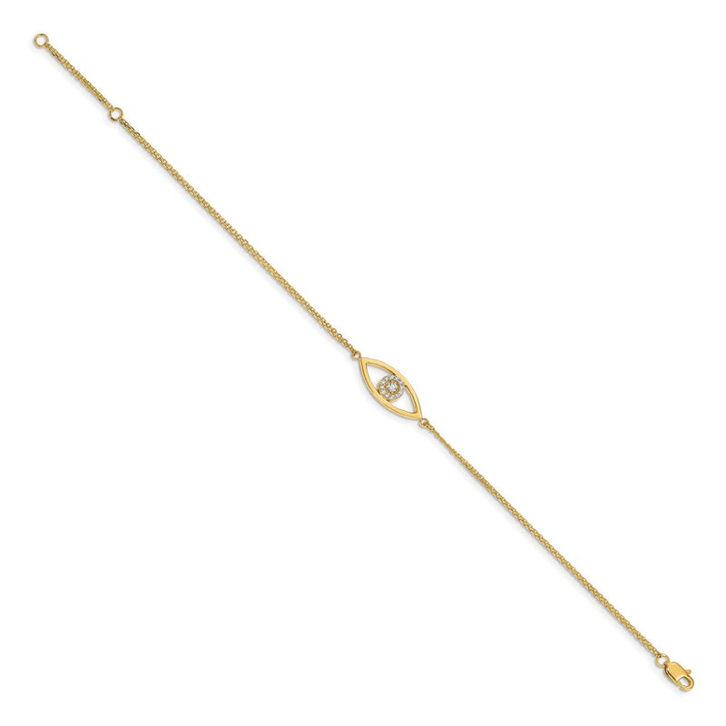 14K Yellow Gold Complete A Diamond Evil Eye 2 Strand 7 Inch Bracelet With 1 Extender