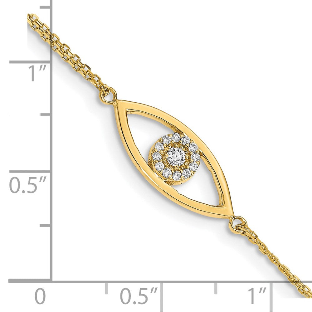 14K Yellow Gold Complete Aa Diamond Evil Eye 2 Strand 7 Inch Bracelet With 1 Extender