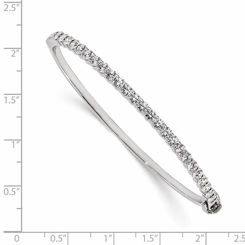 14K White Gold Aaa Diamond Hinged Bangle