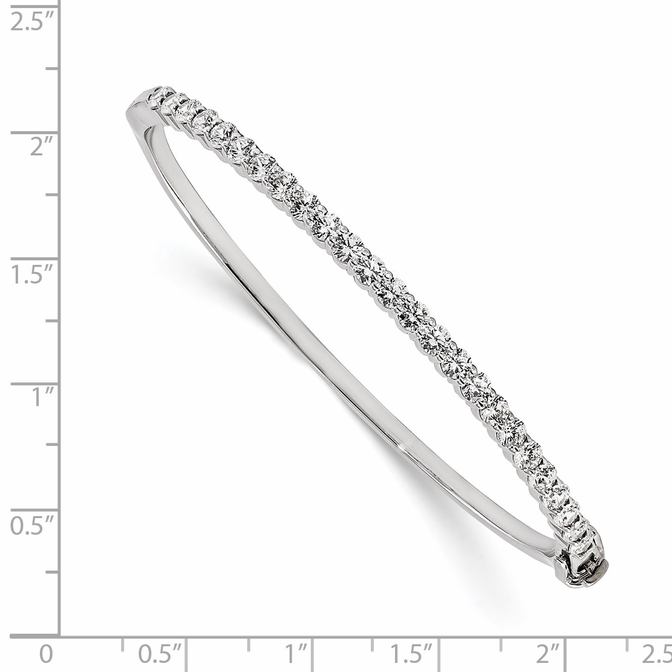 14K White Gold Aa Diamond Hinged Bangle