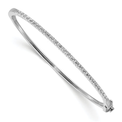 14K White Gold Aa Diamond Hinged Bangle